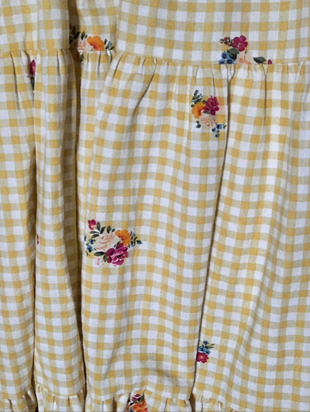 City Chic Dress Miranda Yellow Gingham Floral Tiered Dress M (18) New! - Picture 5 of 8